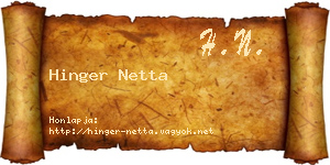 Hinger Netta névjegykártya